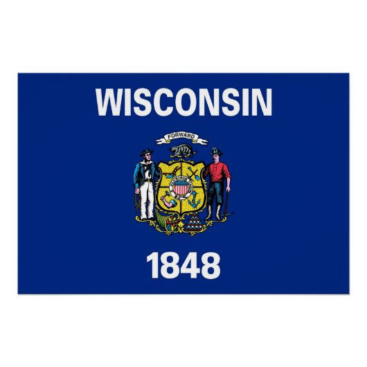 Patriottisch poster met vlag van Wisconsin (Voorkant)