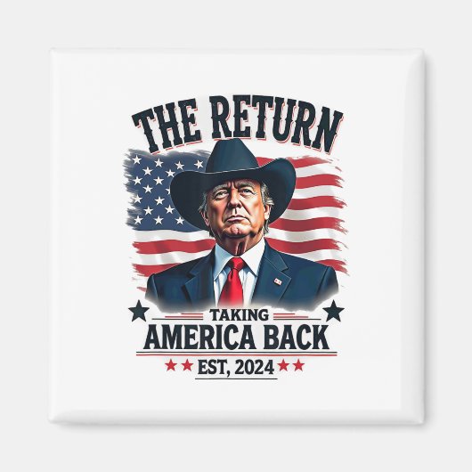 Patriottisch President Donald Trump Cowboy neemt A Magneet (Voorkant)