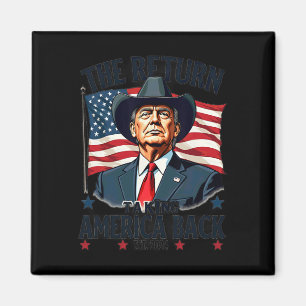 Patriottisch President Donald Trump Cowboy neemt A Magneet