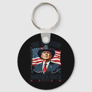 Patriottisch President Donald Trump Cowboy neemt A Sleutelhanger
