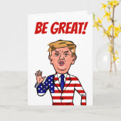 Patriottisch President Donald Trump Funny Cartoon Kaart (Gele Bloem)