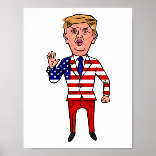 Patriottisch President Donald Trump Funny Cartoon  Poster
