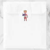 Patriottisch President Donald Trump Funny Cartoon  Ronde Sticker (Tas)
