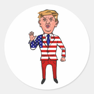Patriottisch President Donald Trump Funny Cartoon  Ronde Sticker