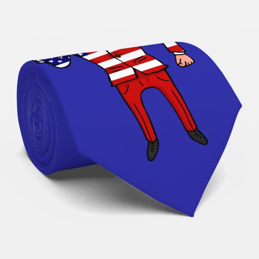 Patriottisch President Donald Trump Funny Cartoon  Stropdas (Opgerold)