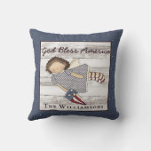 Patriottisch Primitief Country Angel familienaam C Kussen (Achterkant)