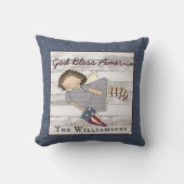 Patriottisch Primitief Country Angel familienaam C Kussen (Voorkant)