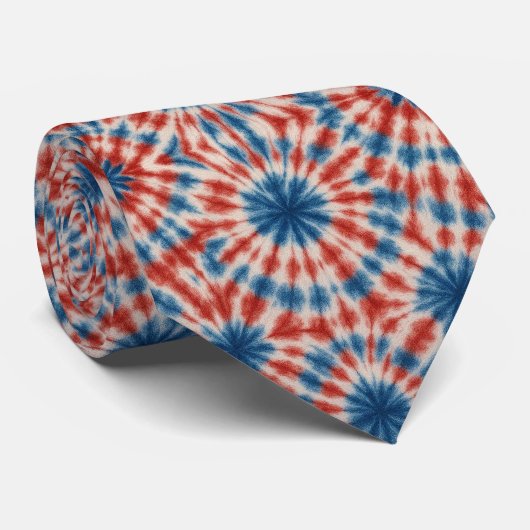Patriottisch Psychedelisch Tie-Dye Patroon Stropdas (Opgerold)