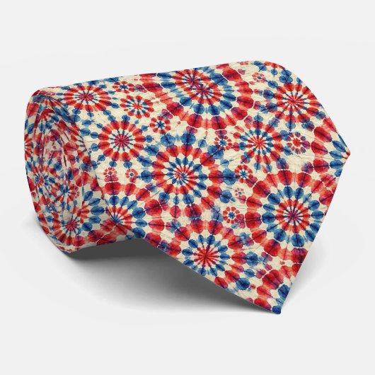 Patriottisch psychedelisch tie-dye patroon stropdas (Opgerold)