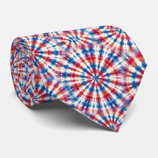 Patriottisch psychedelisch tie-dye patroon stropdas (Opgerold)