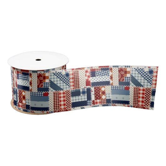 Patriottisch Quilt Ribbon Satijnen Lint (Spoel)