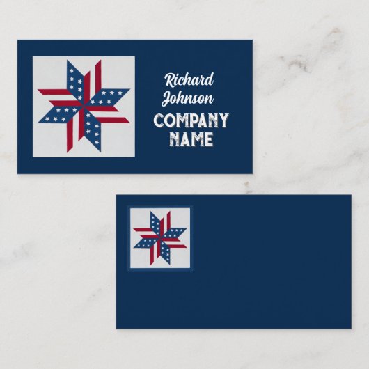 patriottisch quiltblokpatroon Sterren en Strepen Visitekaartje (Voorkant / Achterkant)