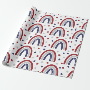 Patriottisch regenboogstrips en stripes omslagpapi cadeaupapier