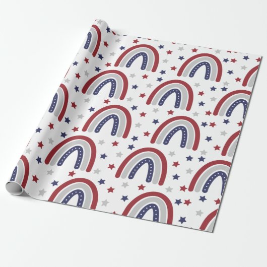 Patriottisch regenboogstrips en stripes omslagpapi cadeaupapier (Uitgerold)