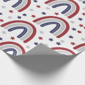Patriottisch regenboogstrips en stripes omslagpapi cadeaupapier (Hoek)