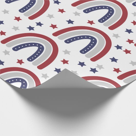 Patriottisch regenboogstrips en stripes omslagpapi cadeaupapier (Hoek)