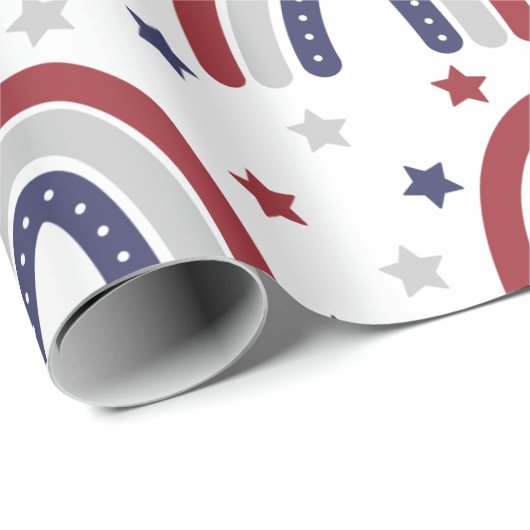 Patriottisch regenboogstrips en stripes omslagpapi cadeaupapier (Rol Hoek)