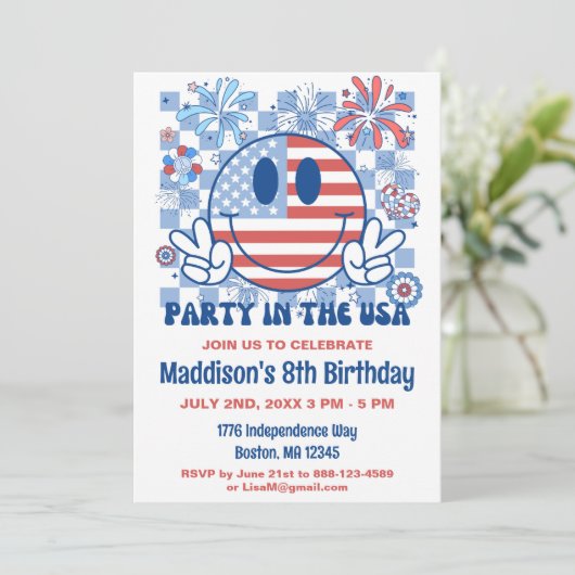 Patriottisch Retro 4 juli Verjaardagsfeest Kaart (Staand voorkant)