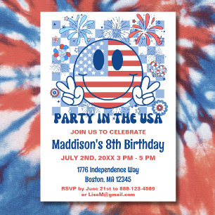 Patriottisch Retro 4 juli Verjaardagsfeest Kaart