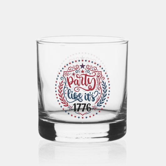Patriottisch Retro Feestdesign Whisky Glas (Voorkant)