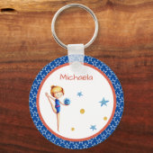 Patriottisch Rhythmic Gymnastics Girl met Ball Sleutelhanger (Voorkant)