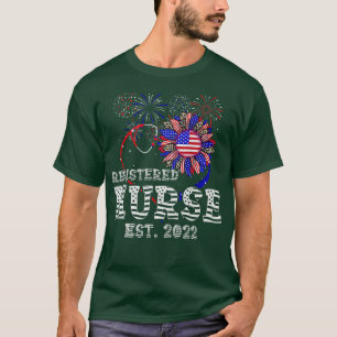 Patriottisch RN 40e juli Amerikaanse vlag Sunfl T-shirt