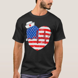 Patriottisch RN LPN CNA Amerikaanse vlag op 4 juli T-shirt