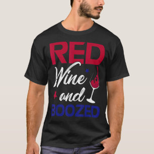 Patriottisch rode wijn en gebooste wijn op 4 juli t-shirt