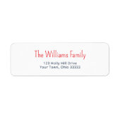 Patriottisch Rood Blauw Familienaam Retouradres Etiket (Voorkant)