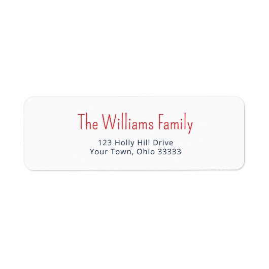 Patriottisch Rood Blauw Familienaam Retouradres Etiket (Voorkant)