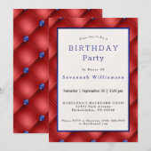 Patriottisch rood blauw Faux getufte verjaardag Kaart (Voorkant / Achterkant)