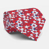 Patriottisch rood-blauw-Floral Stropdas (Opgerold)