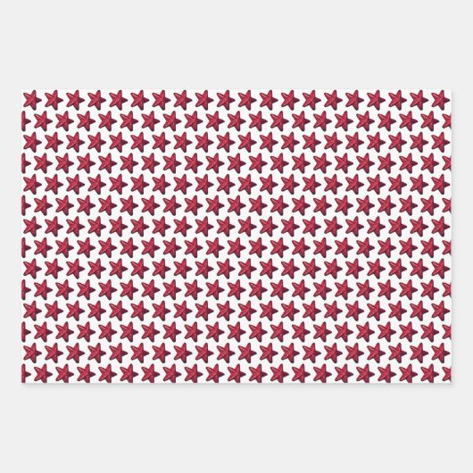 Patriottisch rood blauw glitter stars patroon op w inpakpapier vel (Voorkant 3)