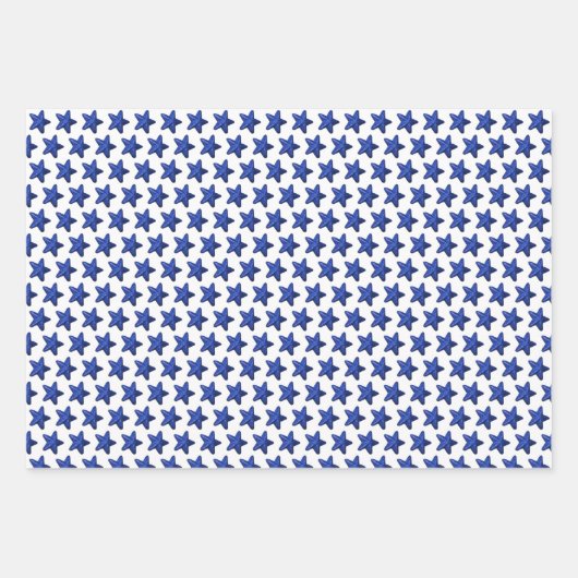 Patriottisch rood blauw glitter stars patroon op w inpakpapier vel (Voorkant 2)