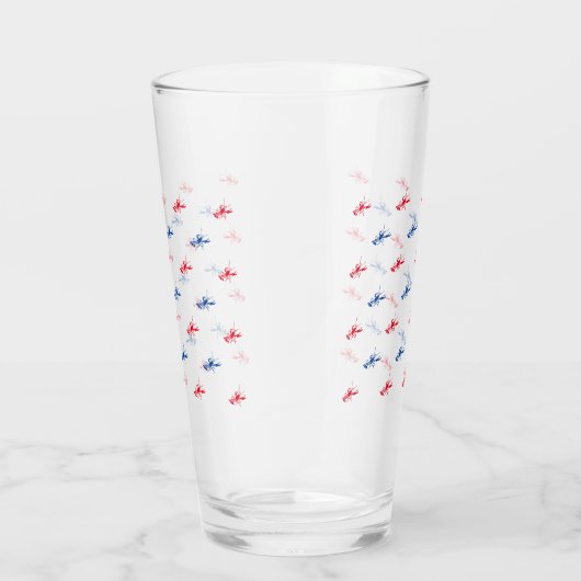Patriottisch rood-blauw-kreeftpatroon glas (Rechts)