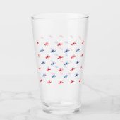 Patriottisch rood-blauw-kreeftpatroon glas (Voorkant)