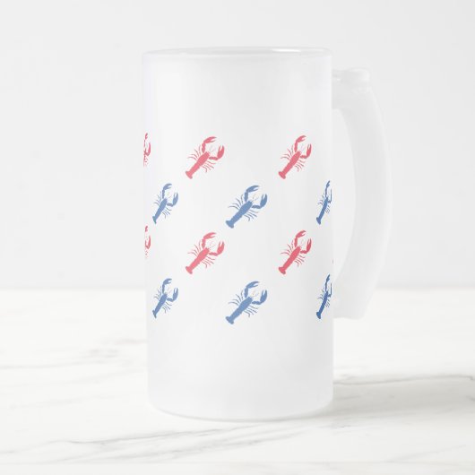 Patriottisch rood-blauw-kreeftpatroon matglas bierpul (Voorkant rechts)