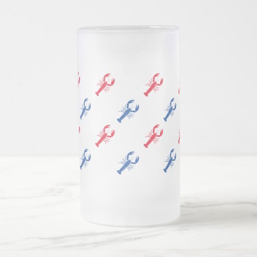 Patriottisch rood-blauw-kreeftpatroon matglas bierpul (Center)