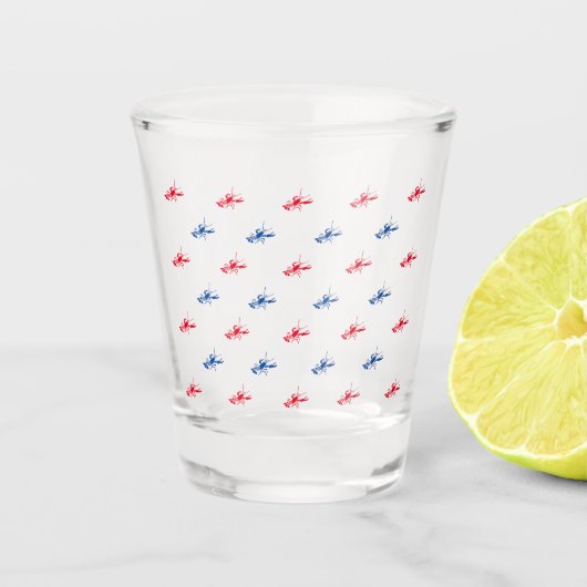 Patriottisch rood-blauw-kreeftpatroon shot glas (Voorkant)