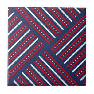 patriottisch rood - blauw sterren tegeltje