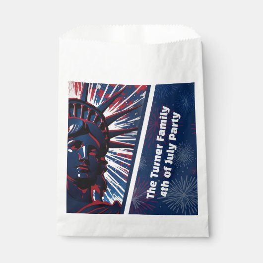 Patriottisch Rood Blauw Vrijheidsbeeld 4 juli Bedankzakje (Voorkant)