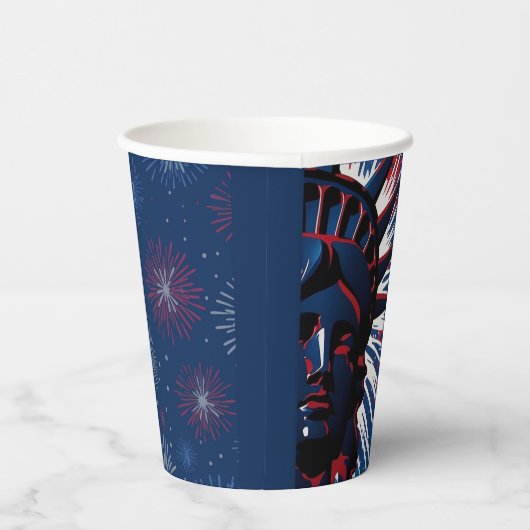 Patriottisch Rood Blauw Vrijheidsbeeld 4 juli Papieren Bekers (Rechts)