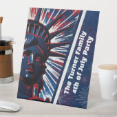 Patriottisch Rood Blauw Vrijheidsbeeld 4 juli Reclamebord Met Voetstuk (Insitu)