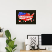 patriottisch rood blauw VS-strepen en sterrenkaart Poster (Thuiskantoor)