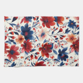 Patriottisch Rood Blauw Wit Bloemmotief (10) Theedoek (Horizontaal)