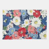 Patriottisch Rood Blauw Wit Bloemmotief (3) Theedoek (Horizontaal)