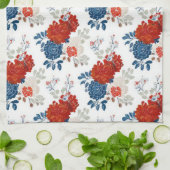 Patriottisch Rood Blauw Wit Bloemmotief (4) Theedoek (Gevouwen)