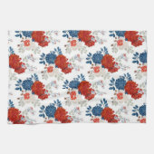 Patriottisch Rood Blauw Wit Bloemmotief (4) Theedoek (Horizontaal)