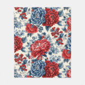 Patriottisch Rood Blauw Wit Bloemmotief (7) Fleece Deken (Voorkant)