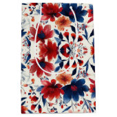 Patriottisch Rood Blauw Wit Bloemmotief (7) Medium Cadeauzakje (Voorkant)
